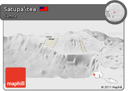 Shaded Relief Panoramic Map of Satupa'itea, lighten, desaturated
