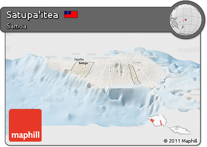 Shaded Relief Panoramic Map of Satupa'itea, lighten