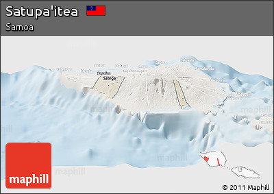 Shaded Relief Panoramic Map of Satupa'itea, lighten