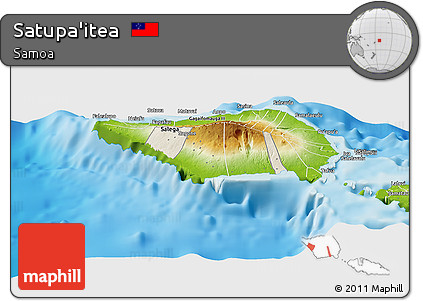 Shaded Relief Panoramic Map of Satupa'itea, physical outside