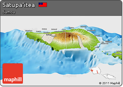 Shaded Relief Panoramic Map of Satupa'itea, physical outside