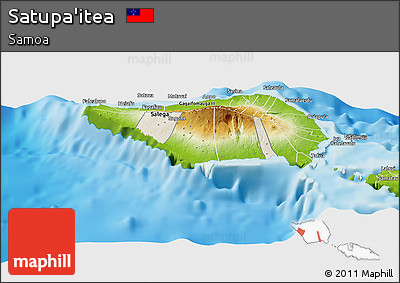 Shaded Relief Panoramic Map of Satupa'itea, physical outside