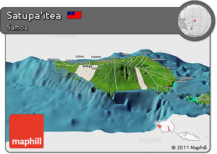 Shaded Relief Panoramic Map of Satupa'itea, satellite outside