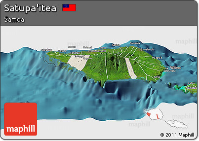 Shaded Relief Panoramic Map of Satupa'itea, satellite outside