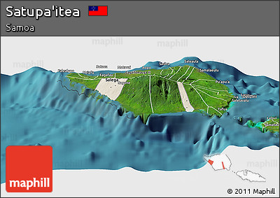 Shaded Relief Panoramic Map of Satupa'itea, satellite outside