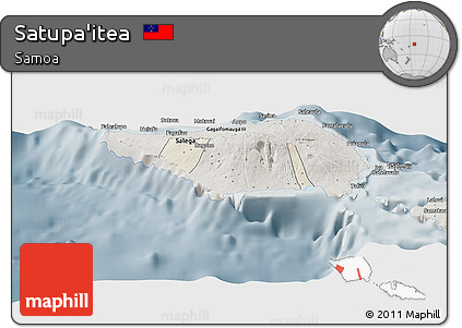 Shaded Relief Panoramic Map of Satupa'itea, semi-desaturated
