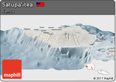 Shaded Relief Panoramic Map of Satupa'itea, semi-desaturated