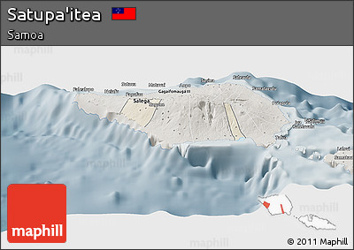 Shaded Relief Panoramic Map of Satupa'itea, semi-desaturated
