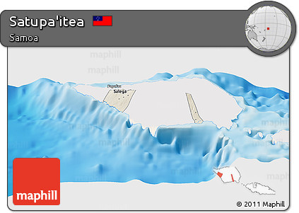 Shaded Relief Panoramic Map of Satupa'itea, single color outside