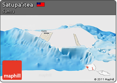 Shaded Relief Panoramic Map of Satupa'itea, single color outside