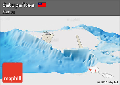 Shaded Relief Panoramic Map of Satupa'itea, single color outside