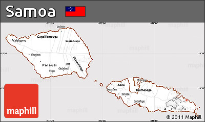 Classic Style Simple Map of Samoa, cropped outside