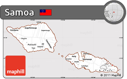 Classic Style Simple Map of Samoa, cropped outside
