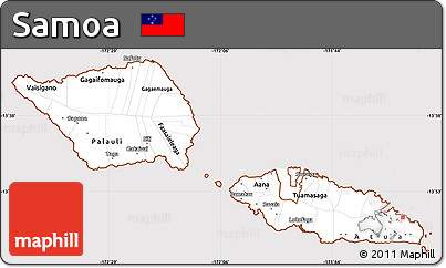 Classic Style Simple Map of Samoa, cropped outside