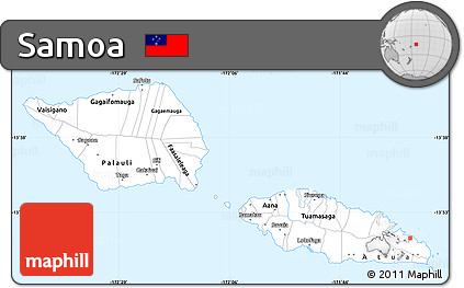 Gray Simple Map of Samoa, single color outside