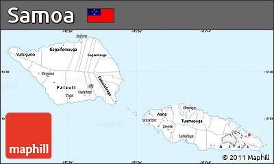 Gray Simple Map of Samoa, single color outside