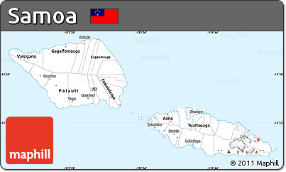 Gray Simple Map of Samoa, single color outside