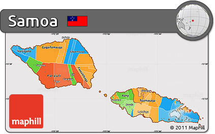 Political Simple Map of Samoa, cropped outside