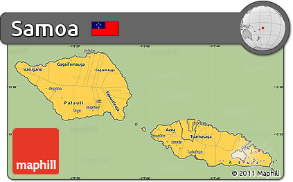 Savanna Style Simple Map of Samoa, cropped outside