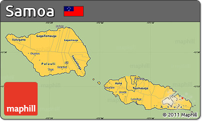 Savanna Style Simple Map of Samoa, cropped outside