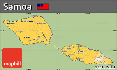 Savanna Style Simple Map of Samoa, cropped outside