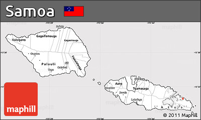 Silver Style Simple Map of Samoa, cropped outside