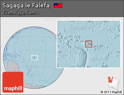 Gray Location Map of Sagaga Le Falefa, highlighted country, hill shading