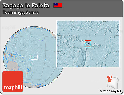 Gray Location Map of Sagaga Le Falefa, highlighted country, hill shading