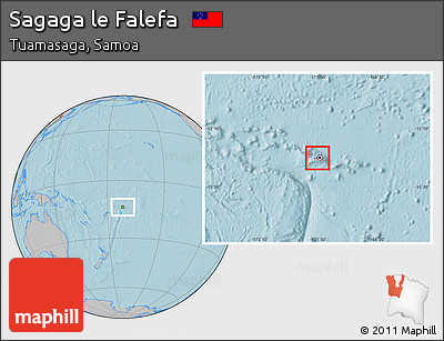 Gray Location Map of Sagaga Le Falefa, highlighted parent region, hill shading