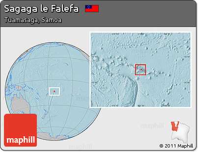 Gray Location Map of Sagaga Le Falefa, highlighted parent region, hill shading
