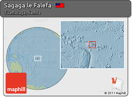Savanna Style Location Map of Sagaga Le Falefa, highlighted country, highlighted parent region, hill shading