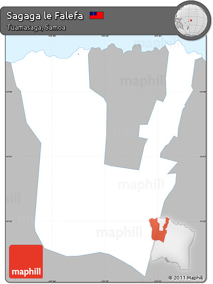 Gray Simple Map of Sagaga Le Falefa, single color outside