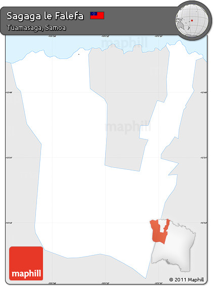 Silver Style Simple Map of Sagaga Le Falefa, single color outside