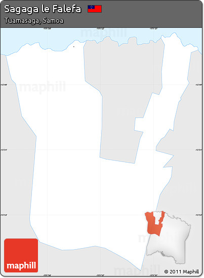 Silver Style Simple Map of Sagaga Le Falefa, single color outside