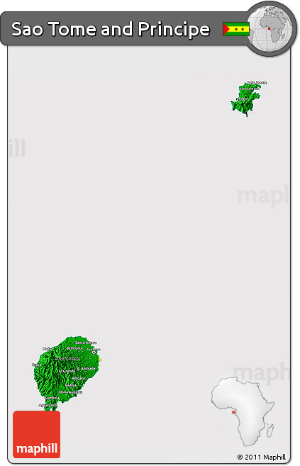 Flag 3D Map of Sao Tome and Principe, flag aligned to the middle