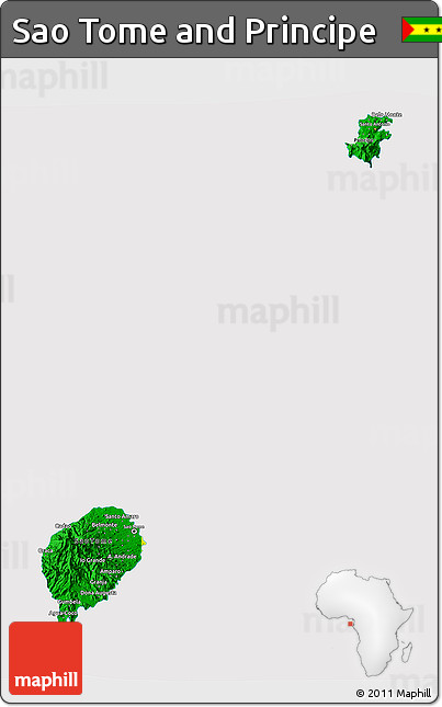 Flag 3D Map of Sao Tome and Principe, flag aligned to the middle