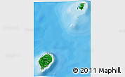 Flag 3D Map of Sao Tome and Principe, physical outside, bathymetry sea, flag aligned to the middle