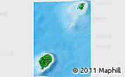 Flag 3D Map of Sao Tome and Principe, shaded relief outside, bathymetry sea, flag aligned to the middle