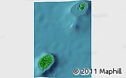 Flag 3D Map of Sao Tome and Principe, single color outside, satellite sea, flag aligned to the middle