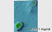 Flag 3D Map of Sao Tome and Principe, single color outside, satellite sea, flag rotated