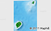 Flag 3D Map of Sao Tome and Principe, single color outside, shaded relief sea, flag aligned to the middle