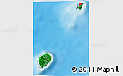 Flag 3D Map of Sao Tome and Principe, single color outside, shaded relief sea, flag rotated
