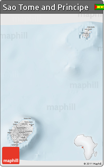 Gray 3D Map of Sao Tome and Principe