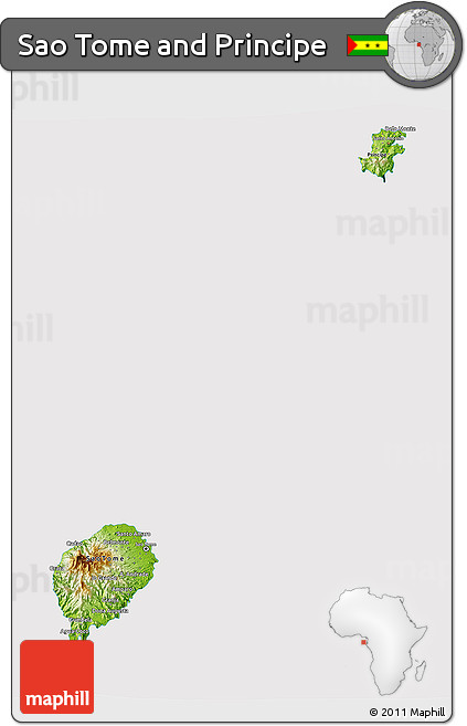 Physical 3D Map of Sao Tome and Principe, cropped outside