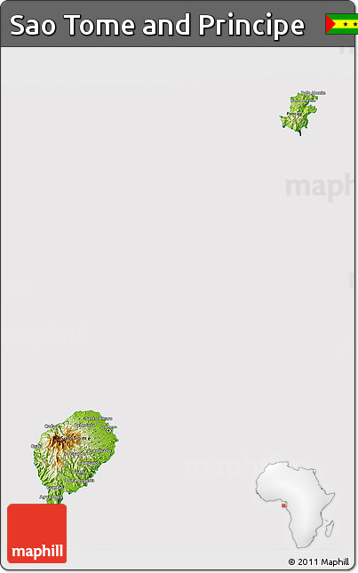 Physical 3D Map of Sao Tome and Principe, cropped outside