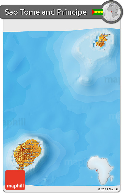 Political 3D Map of Sao Tome and Principe, single color outside