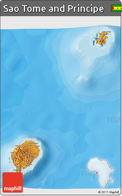 Political 3D Map of Sao Tome and Principe, single color outside