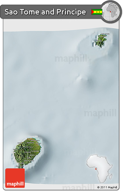 Satellite 3D Map of Sao Tome and Principe, lighten