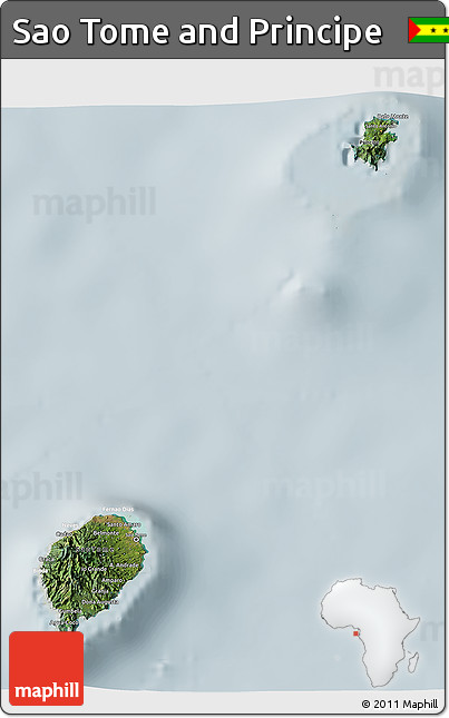 Satellite 3D Map of Sao Tome and Principe, lighten