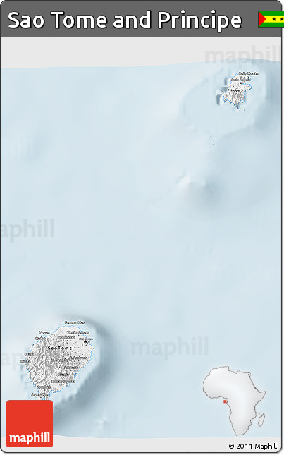 Silver Style 3D Map of Sao Tome and Principe
